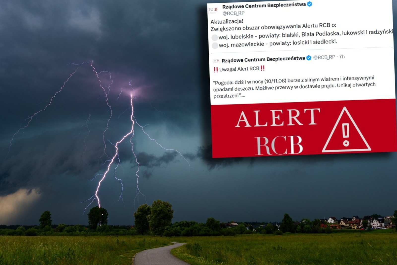 RCB rozszerza zasięg alertów burzowych – nowe powiaty w woj. lubelskim i mazowieckim