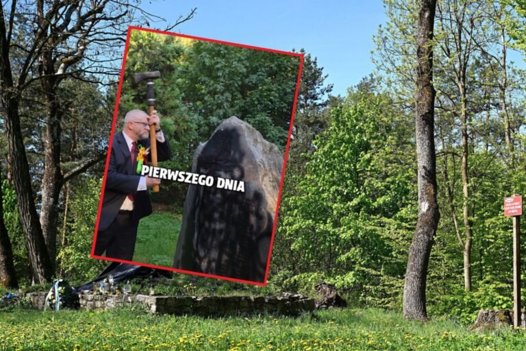 Pomnik UPA pod Hrubieszowem: Braun z młotem, policja bez sprawców